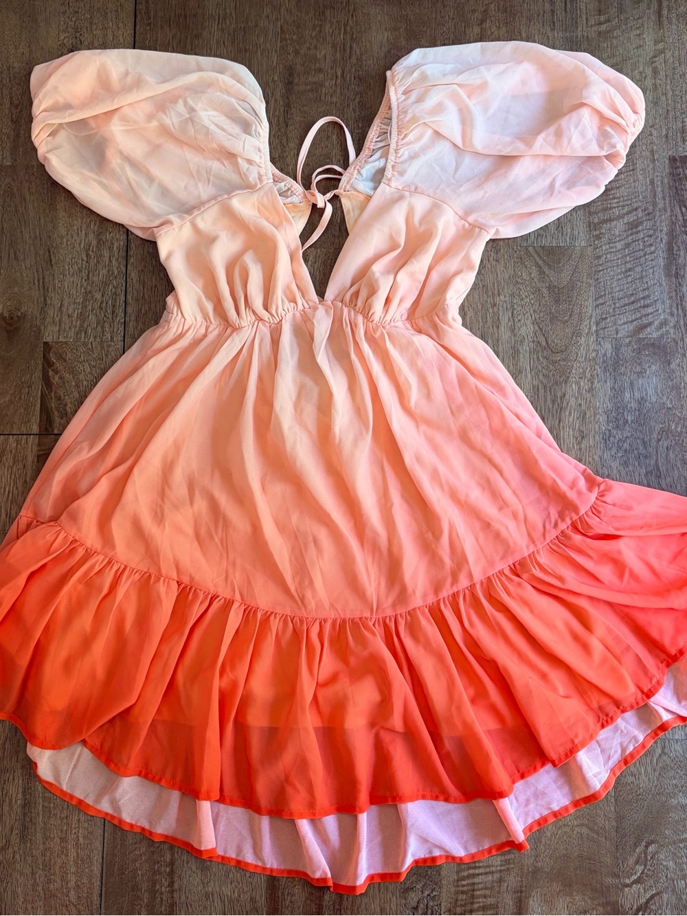 Women’s Peach Ombre Ruffle Summer Dress